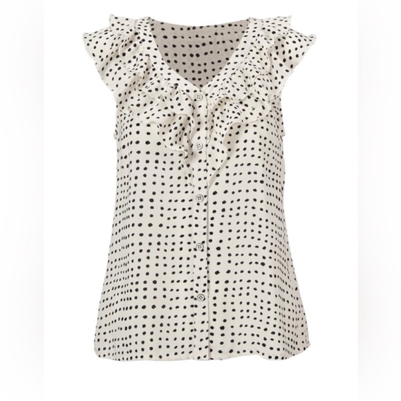 CAbi Black and White Polka Dot Ruffle Blouse - Picture 2 of 7
